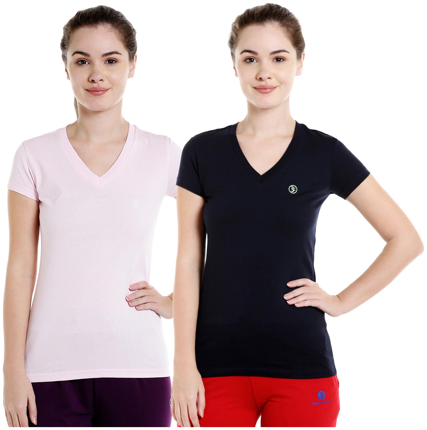 

Bodyactive Women Assorted Regular fit V neck Cotton T shirt