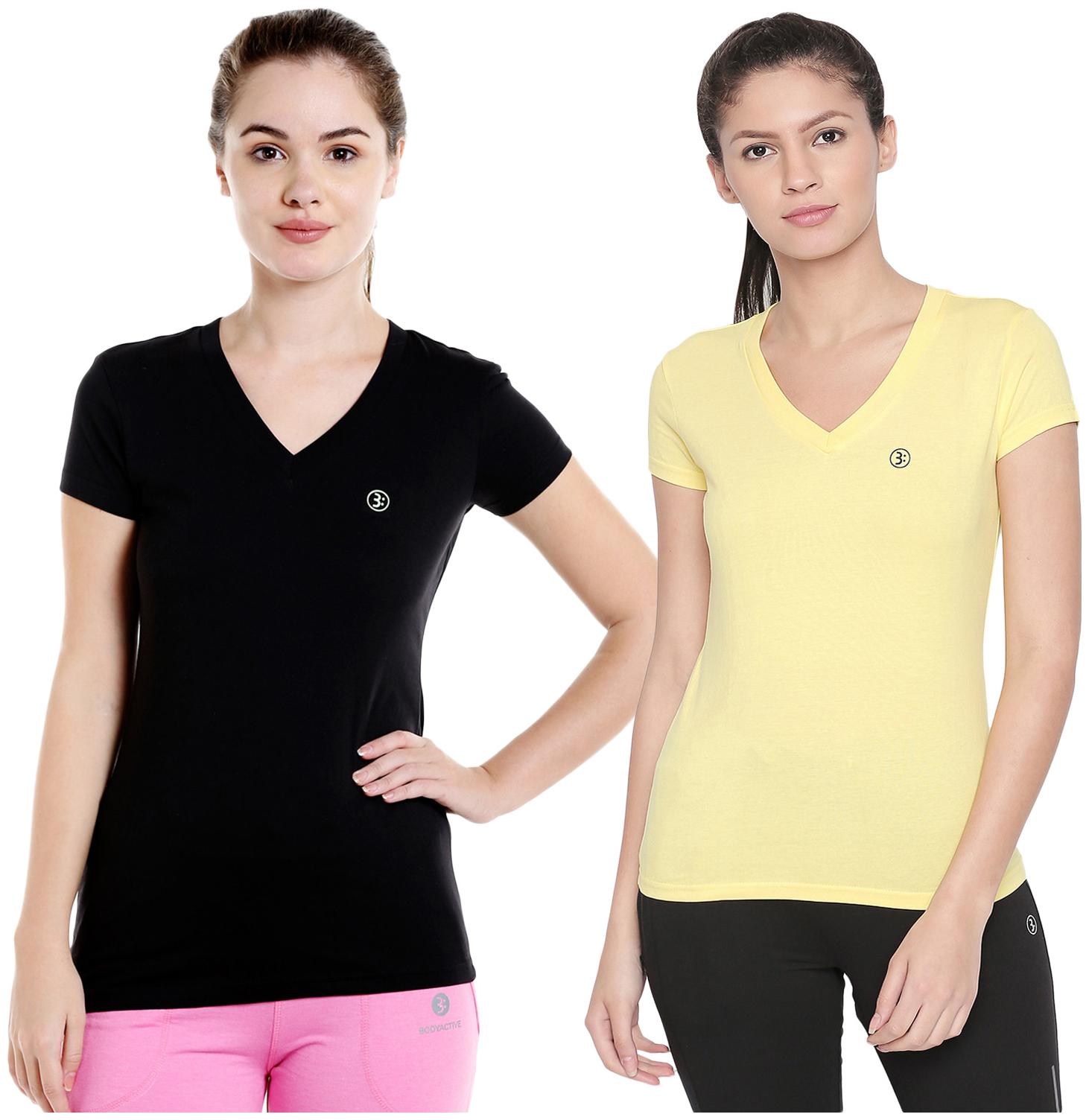 

Bodyactive Women Assorted Regular fit V neck Cotton T shirt