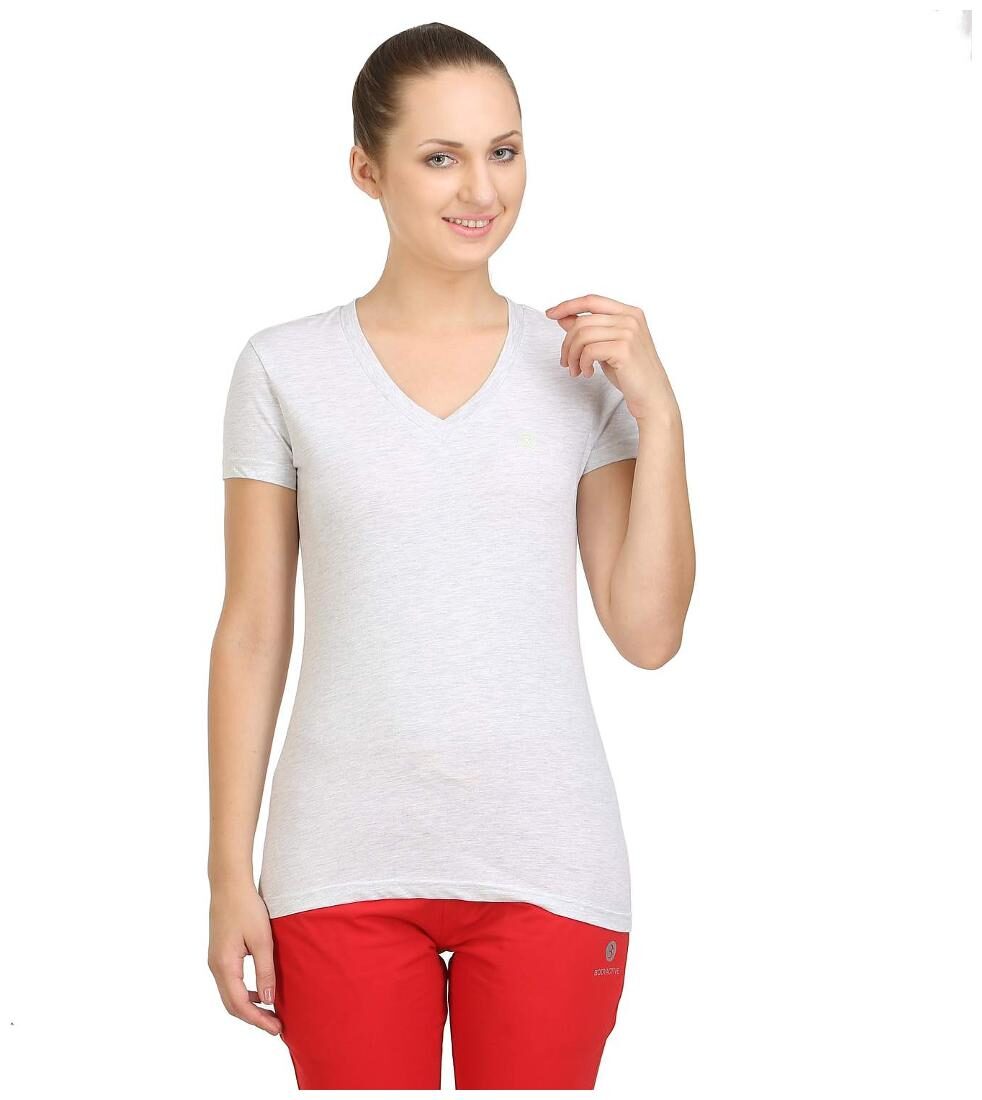 

Bodyactive Women Heather Grey V Neck Tee-TS14-HTGREY