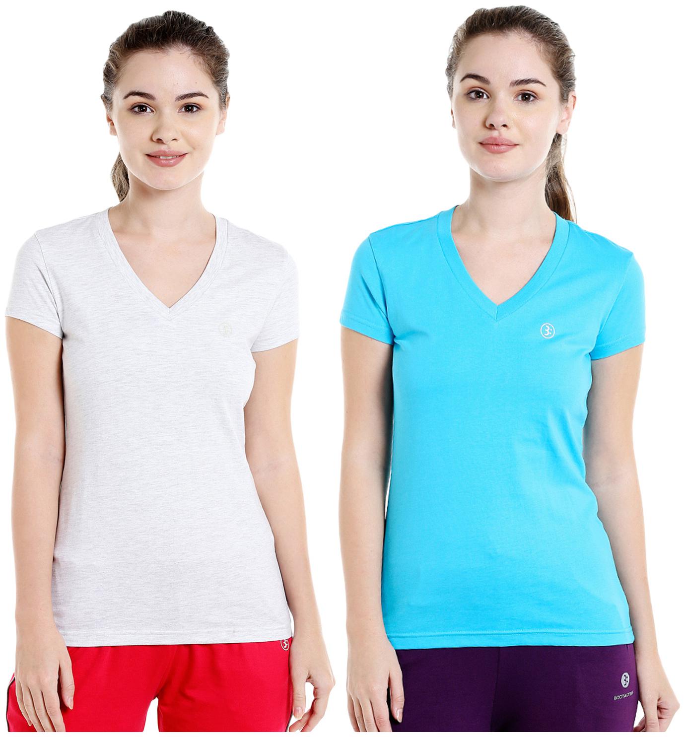 

Bodyactive Women Assorted Regular fit V neck Cotton T shirt