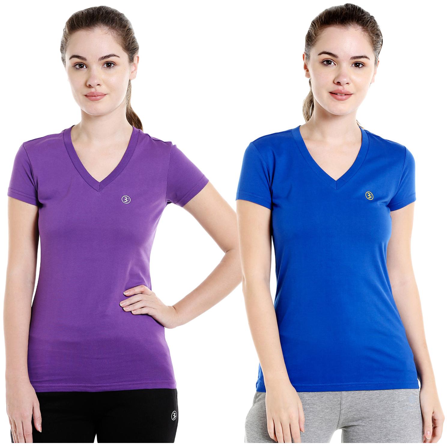 

Bodyactive Women Assorted Regular fit V neck Cotton T shirt