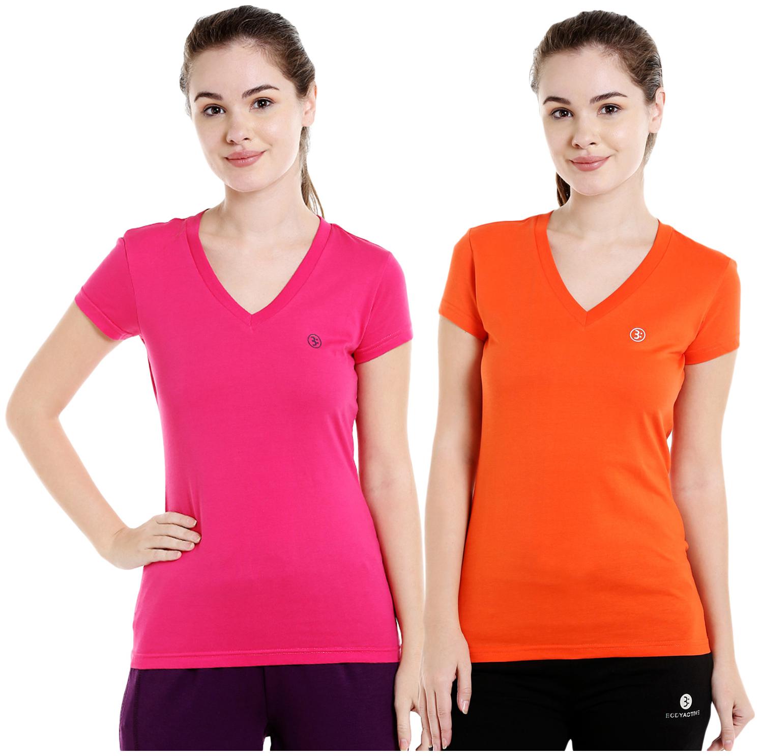 

Bodyactive Women Assorted Regular fit V neck Cotton T shirt