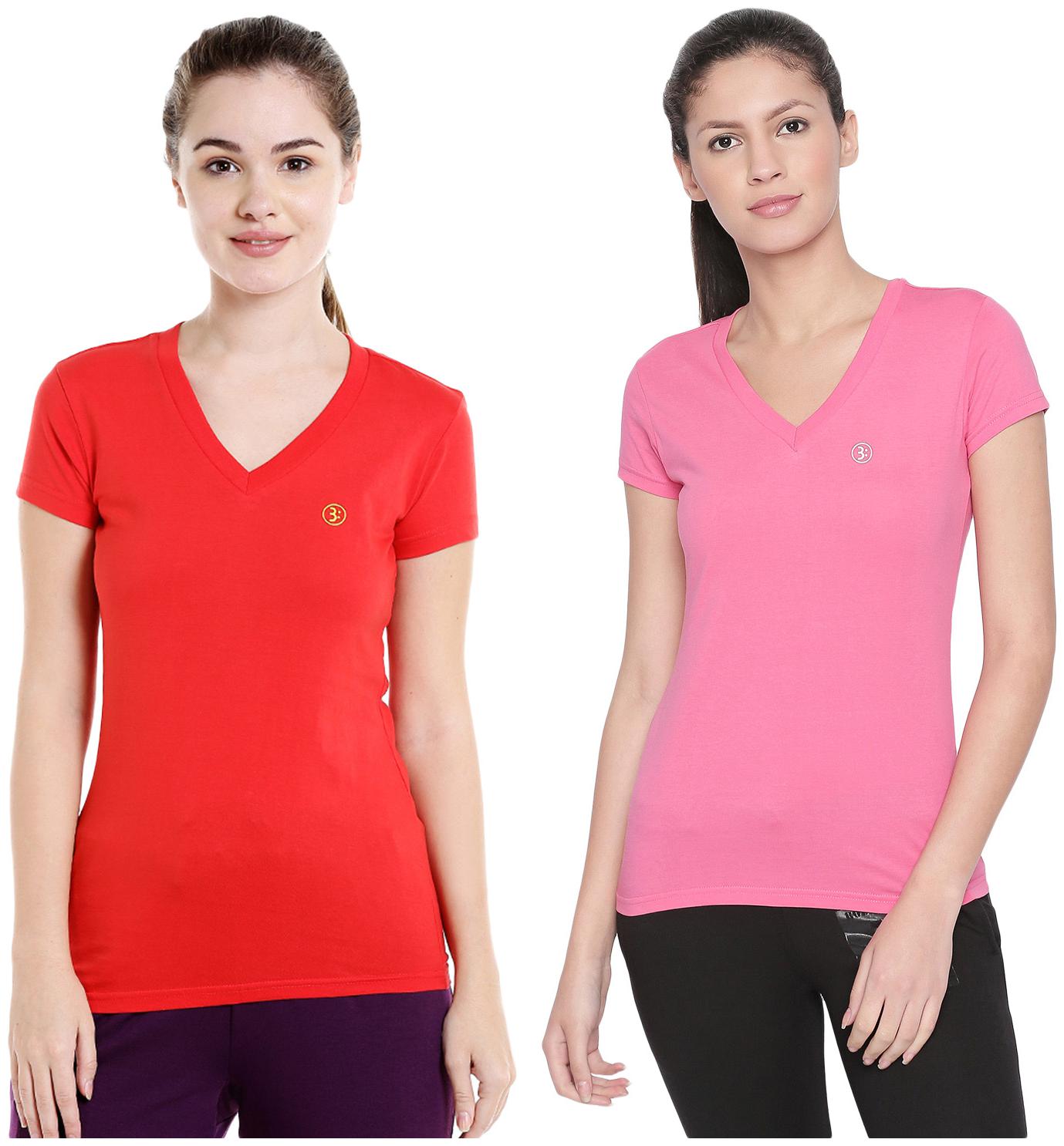 

Bodyactive Women Assorted Regular fit V neck Cotton T shirt