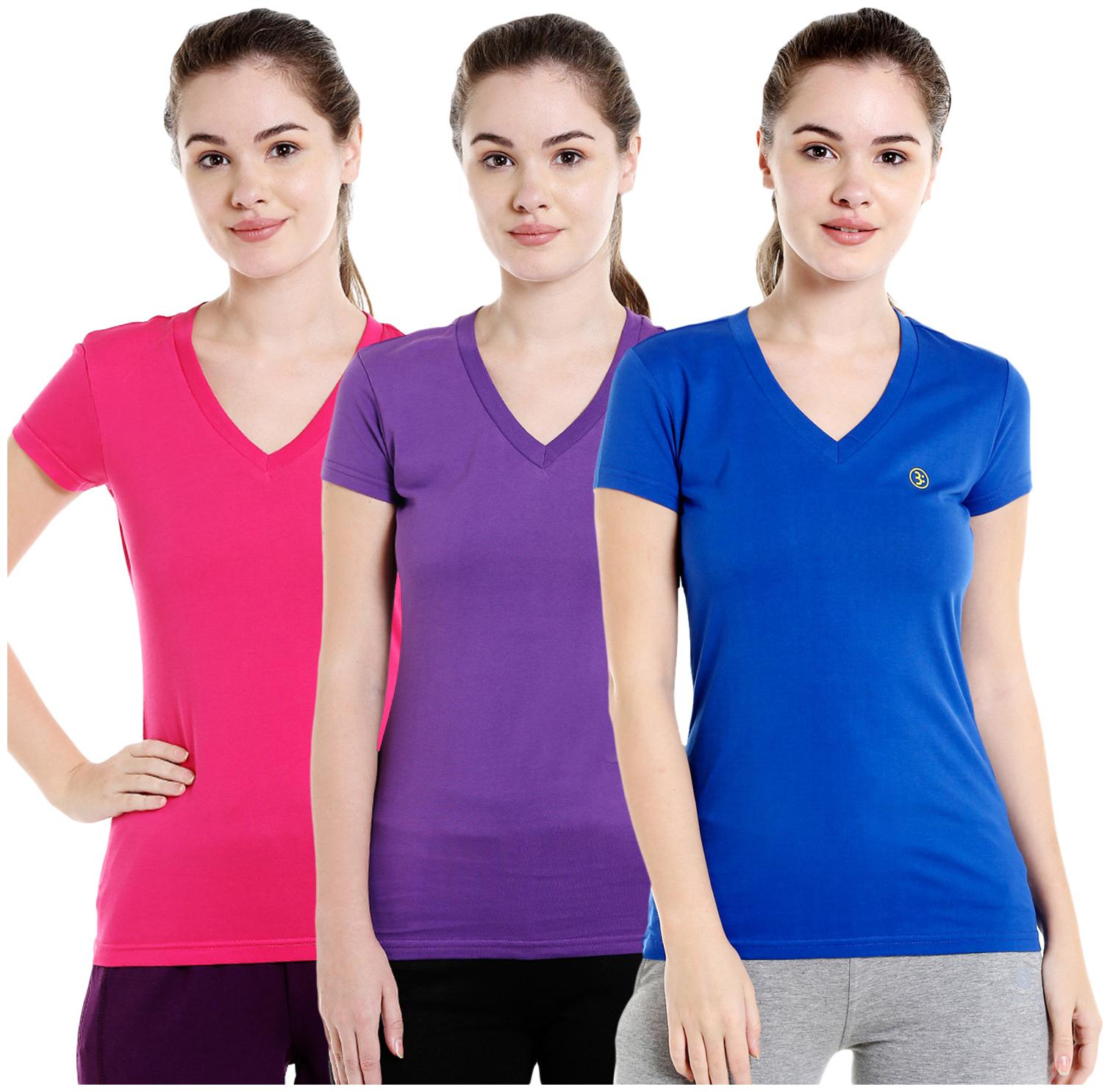 

Bodyactive Women Assorted Regular fit V neck Cotton T shirt