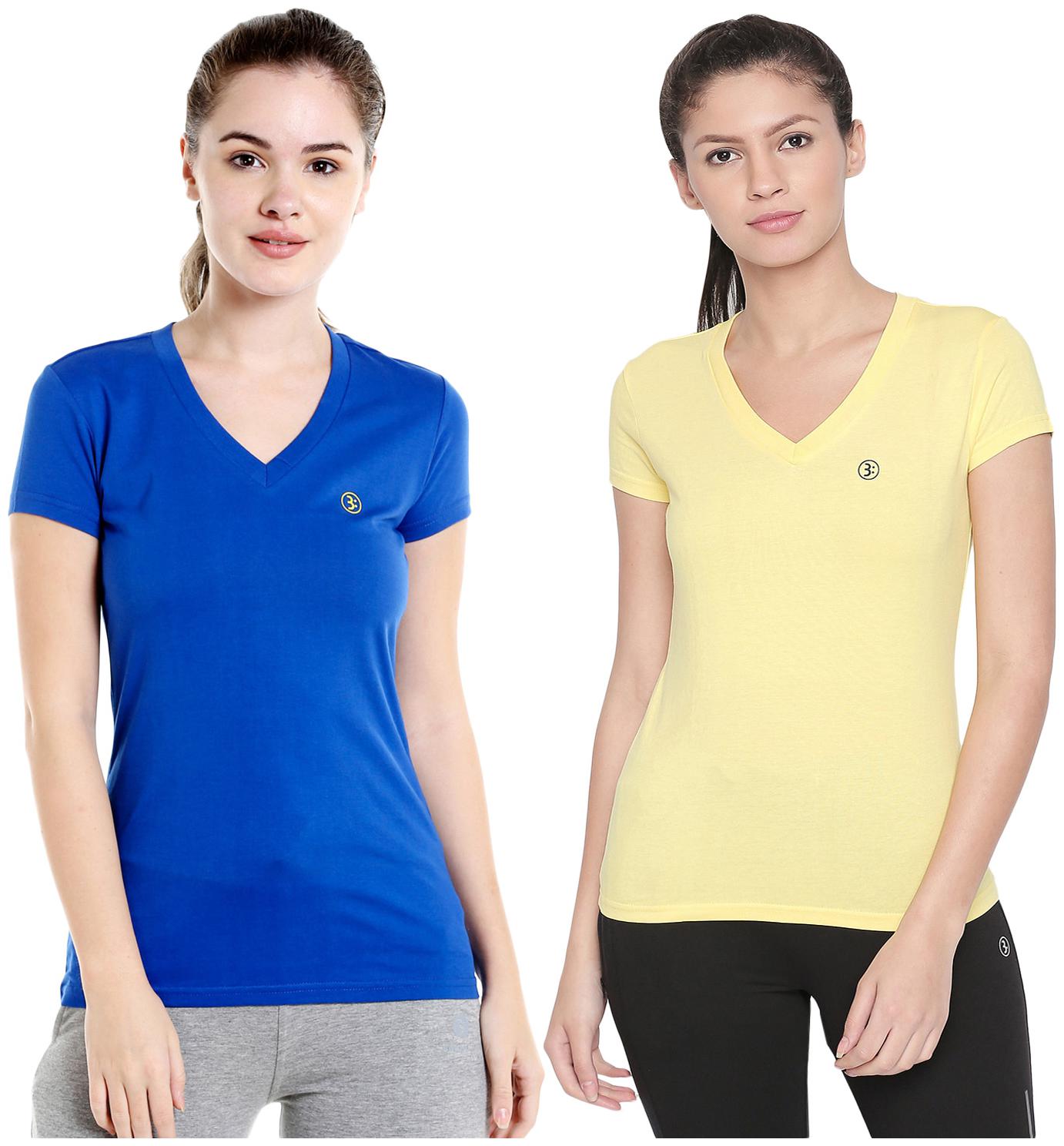 

Bodyactive Women Assorted Regular fit V neck Cotton T shirt