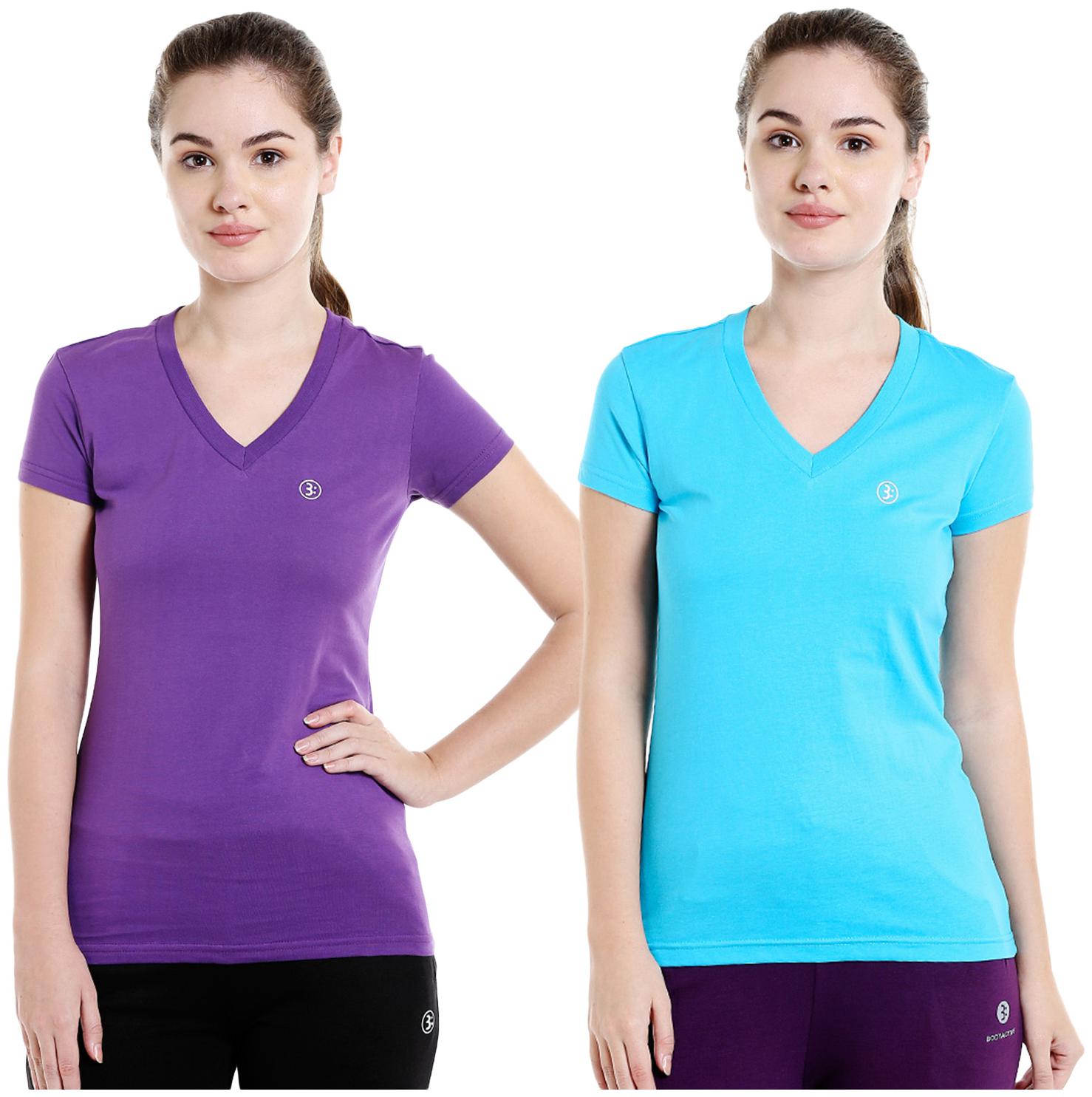 

Bodyactive Women Assorted Regular fit V neck Cotton T shirt