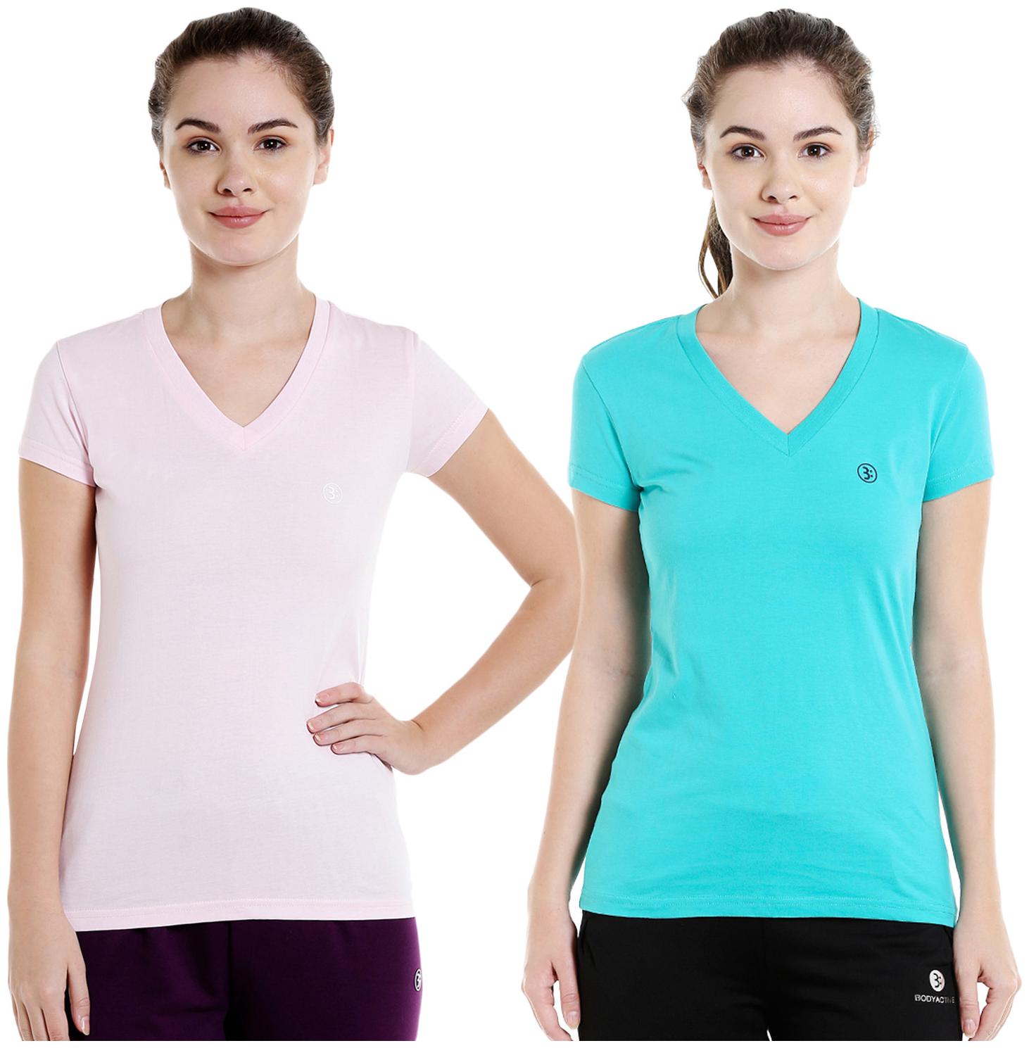 

Bodyactive Women Assorted Regular fit V neck Cotton T shirt