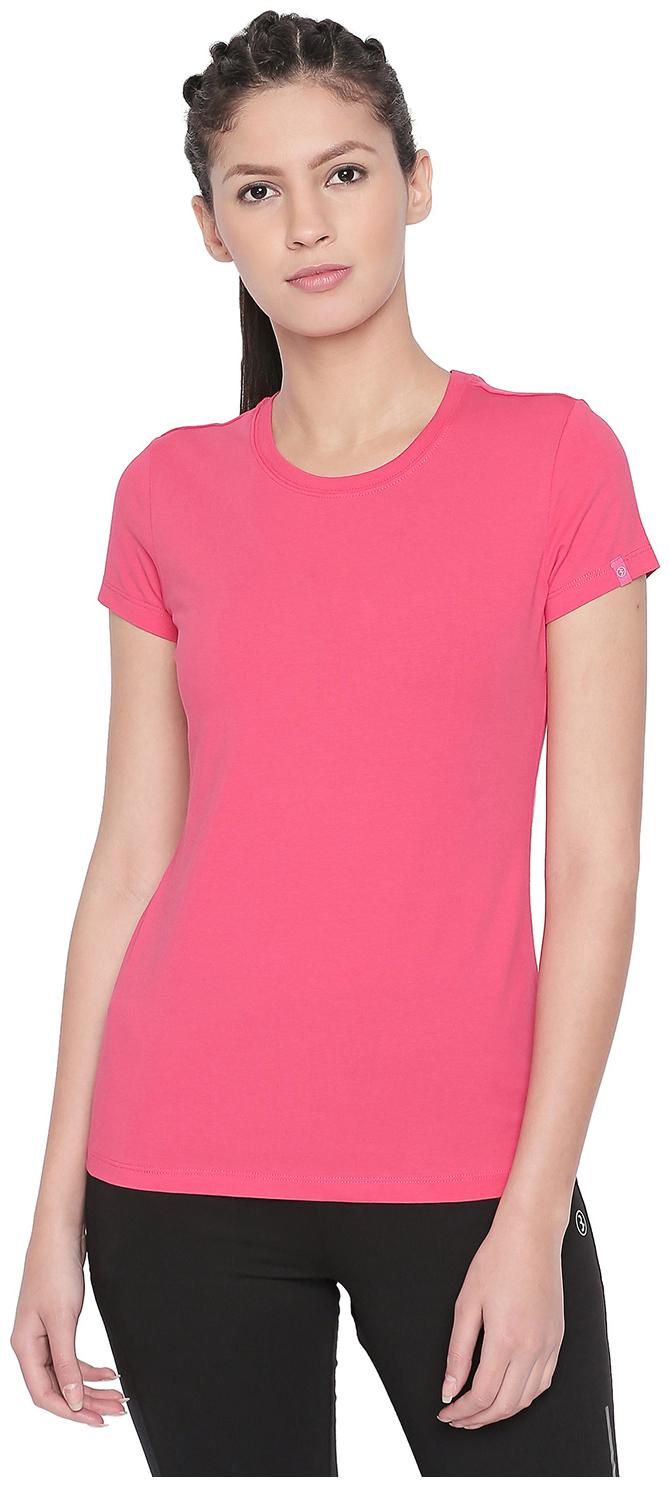 

Bodyactive Women Pink Regular fit Round neck Cotton T shirt