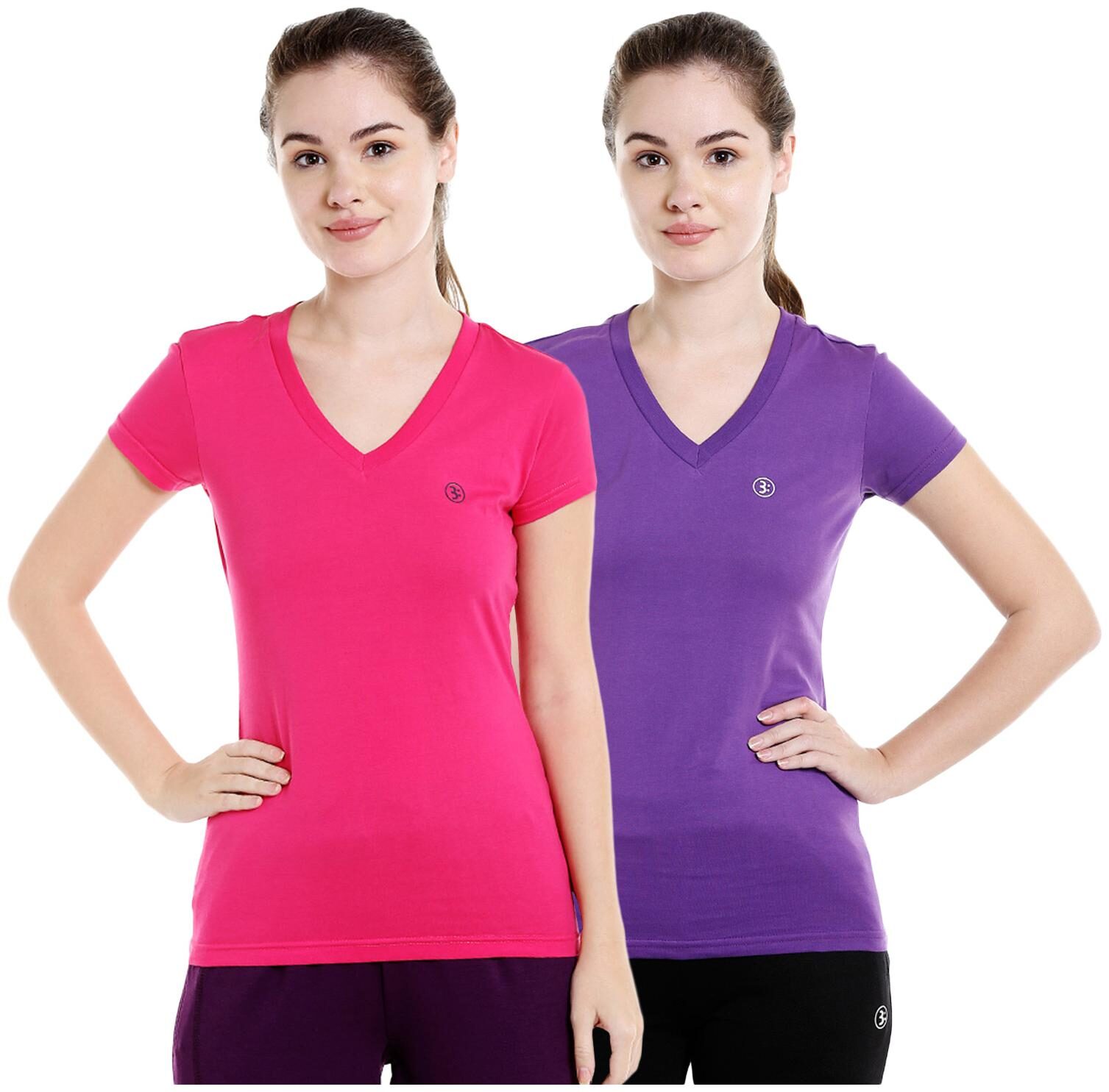 

Bodyactive Women Assorted Regular fit V neck Cotton T shirt