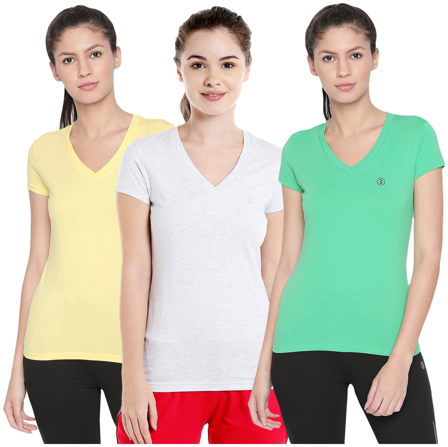 

Bodyactive Women Assorted Regular fit V neck Cotton T shirt