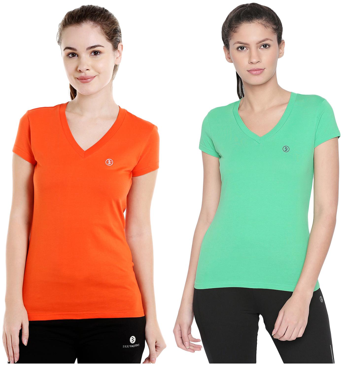 

Bodyactive Women Assorted Regular fit V neck Cotton T shirt