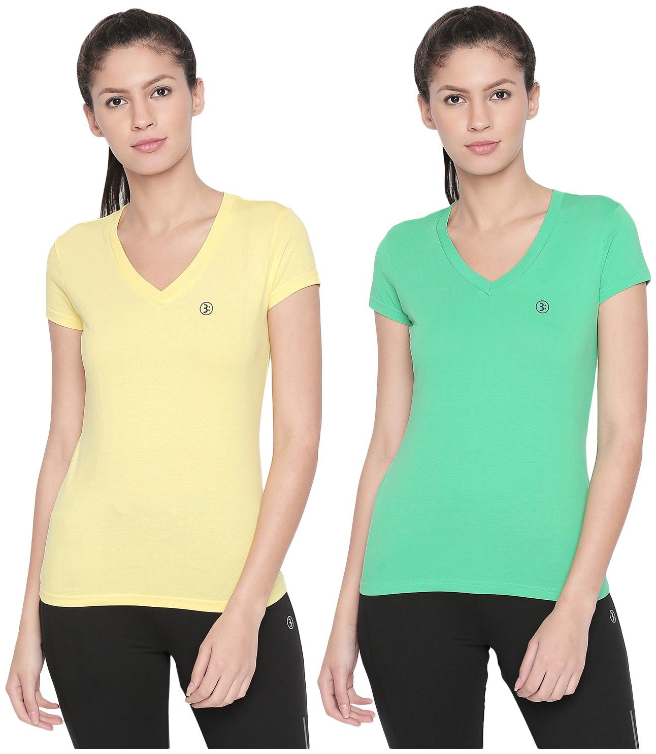 

Bodyactive Women Assorted Regular fit V neck Cotton T shirt