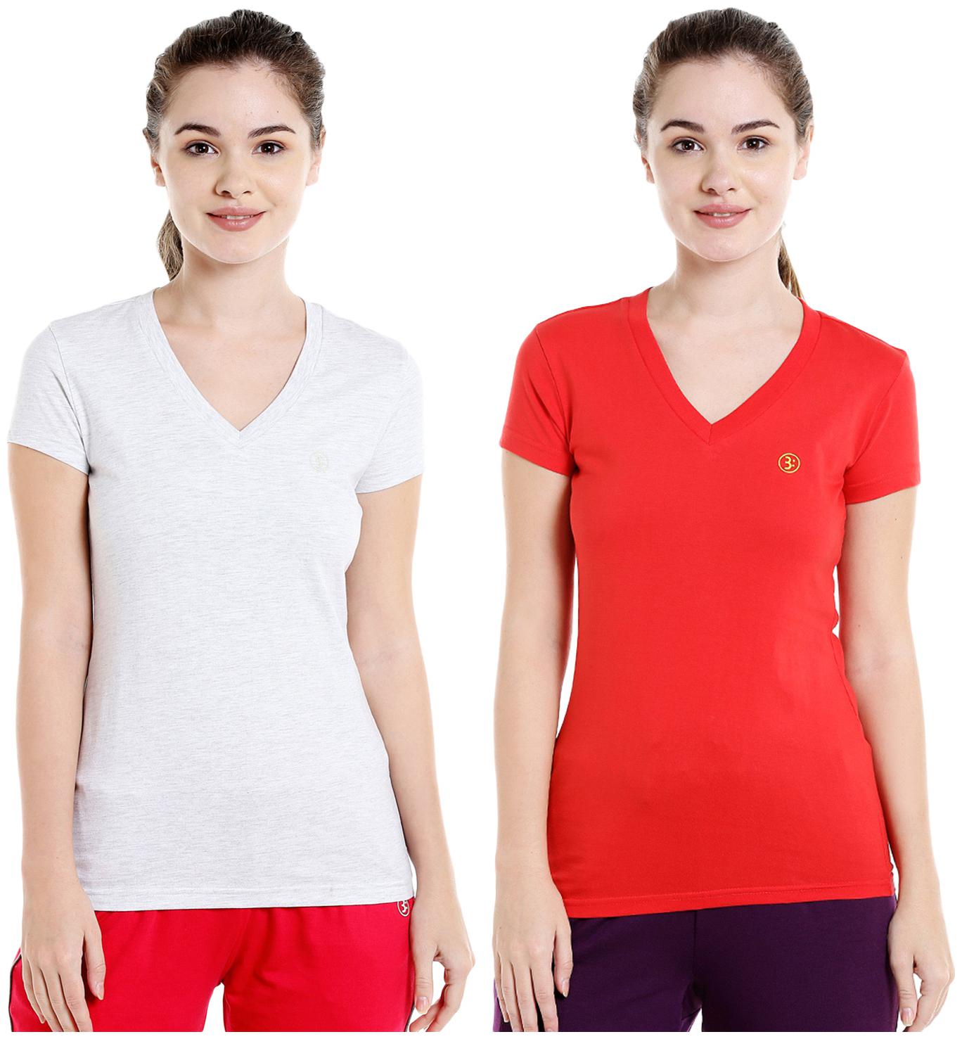 

Bodyactive Women Assorted Regular fit V neck Cotton T shirt