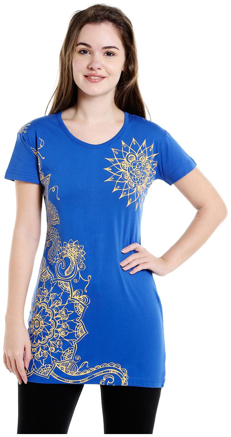 

Bodyactive Women Blue Regular fit Round neck Cotton T shirt