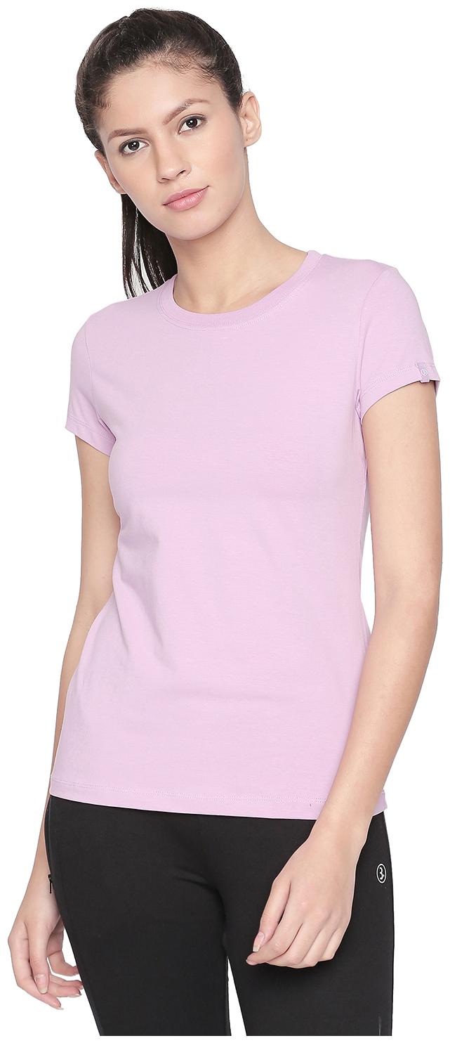 

Bodyactive Women Purple Regular fit Round neck Cotton T shirt