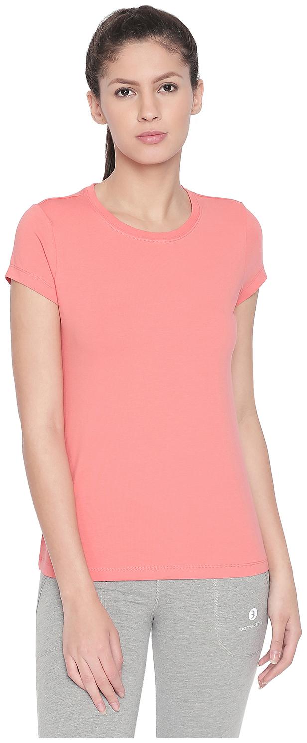 

Bodyactive Women Pink Regular fit Round neck Cotton T shirt