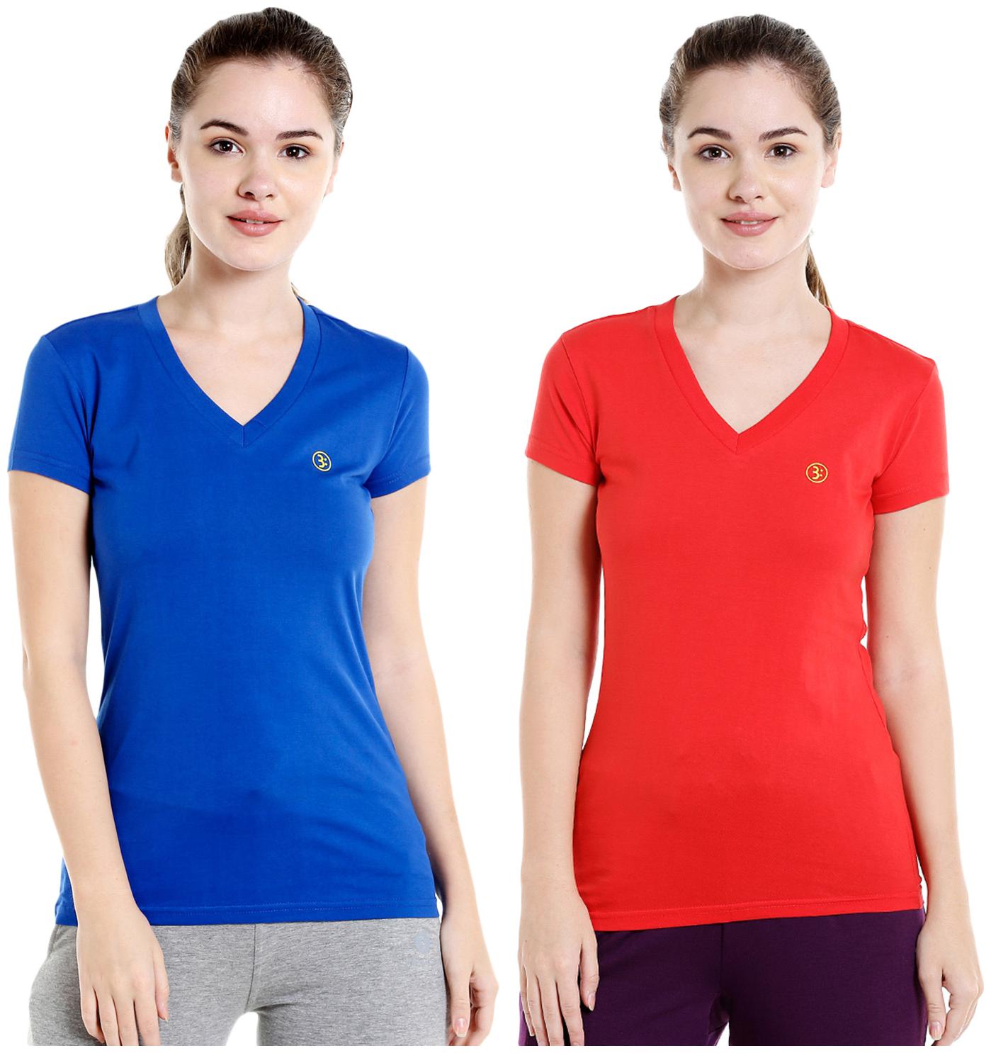 

Bodyactive Women Assorted Regular fit V neck Cotton T shirt