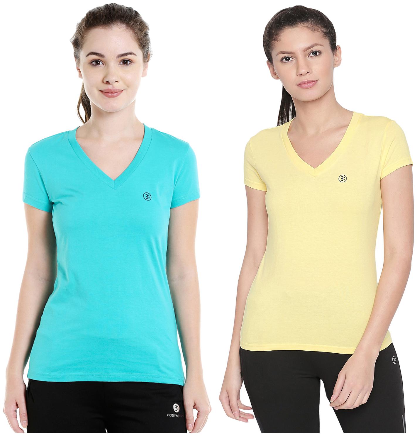 

Bodyactive Women Assorted Regular fit V neck Cotton T shirt