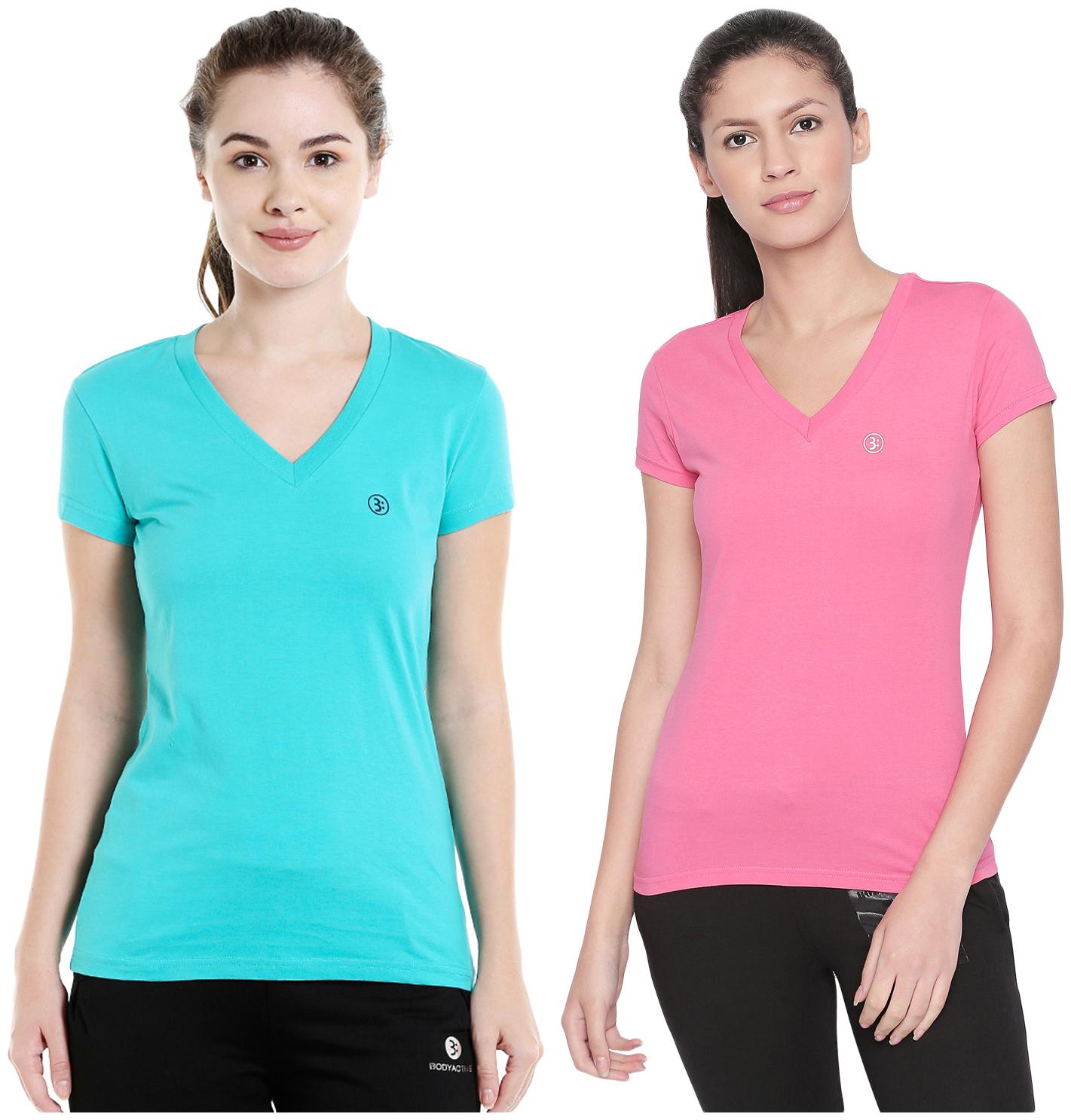 

Bodyactive Women Assorted Regular fit V neck Cotton T shirt