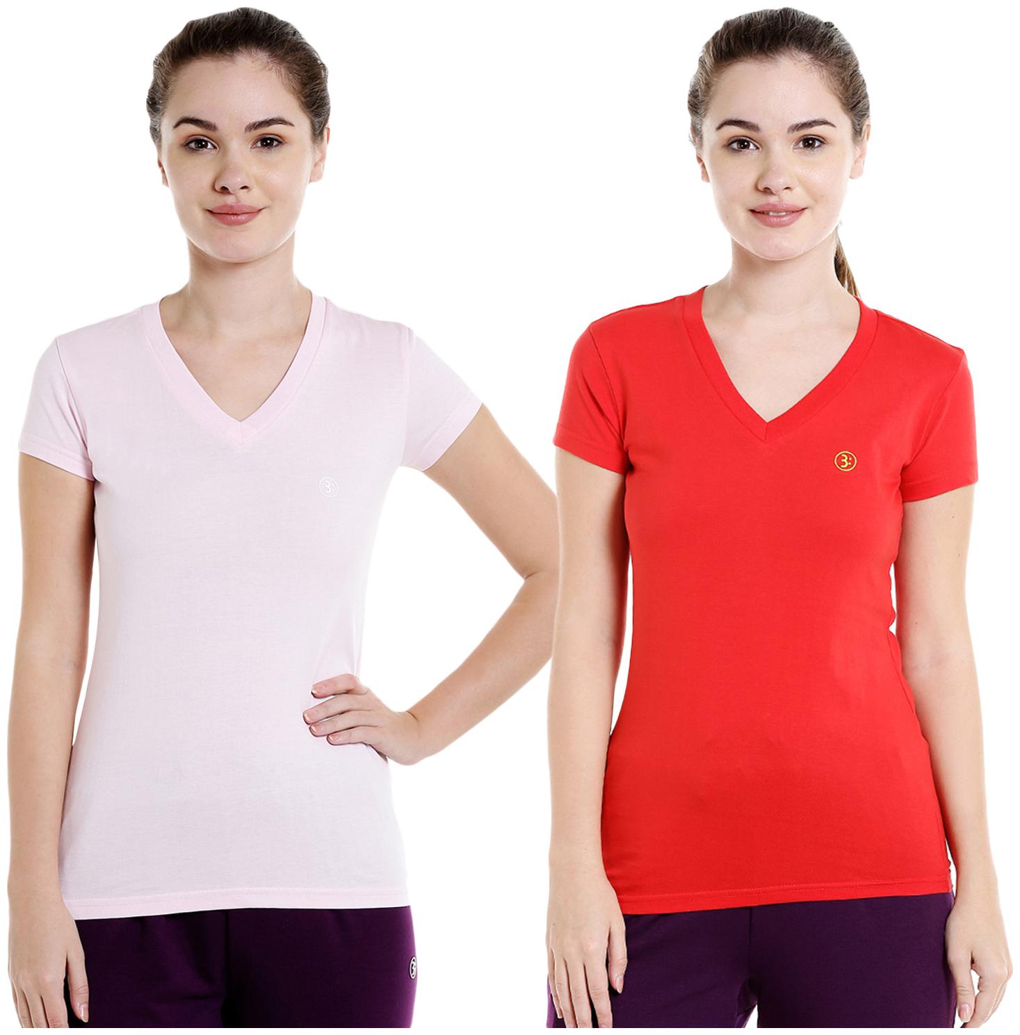 

Bodyactive Women Assorted Regular fit V neck Cotton T shirt
