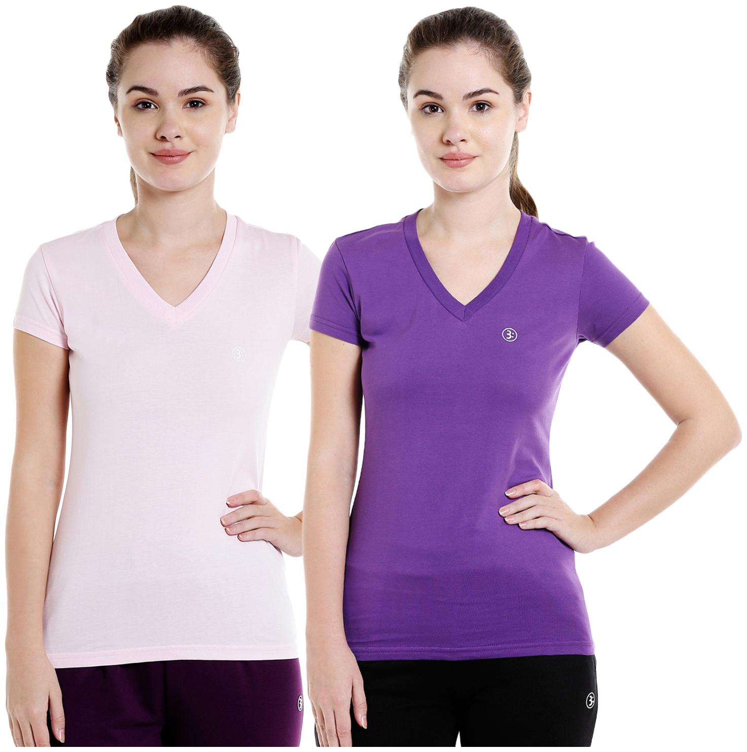 

Bodyactive Women Assorted Regular fit V neck Cotton T shirt
