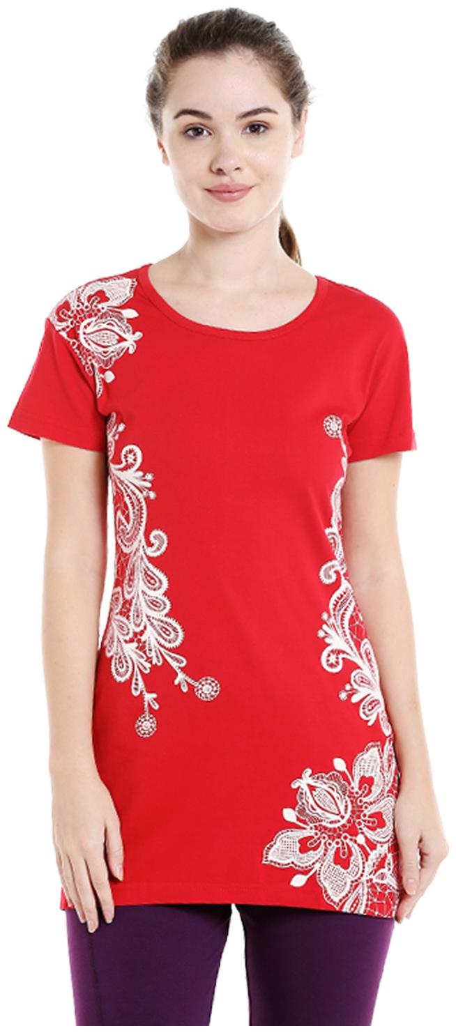 

Bodyactive Women Red Regular fit Round neck Cotton T shirt