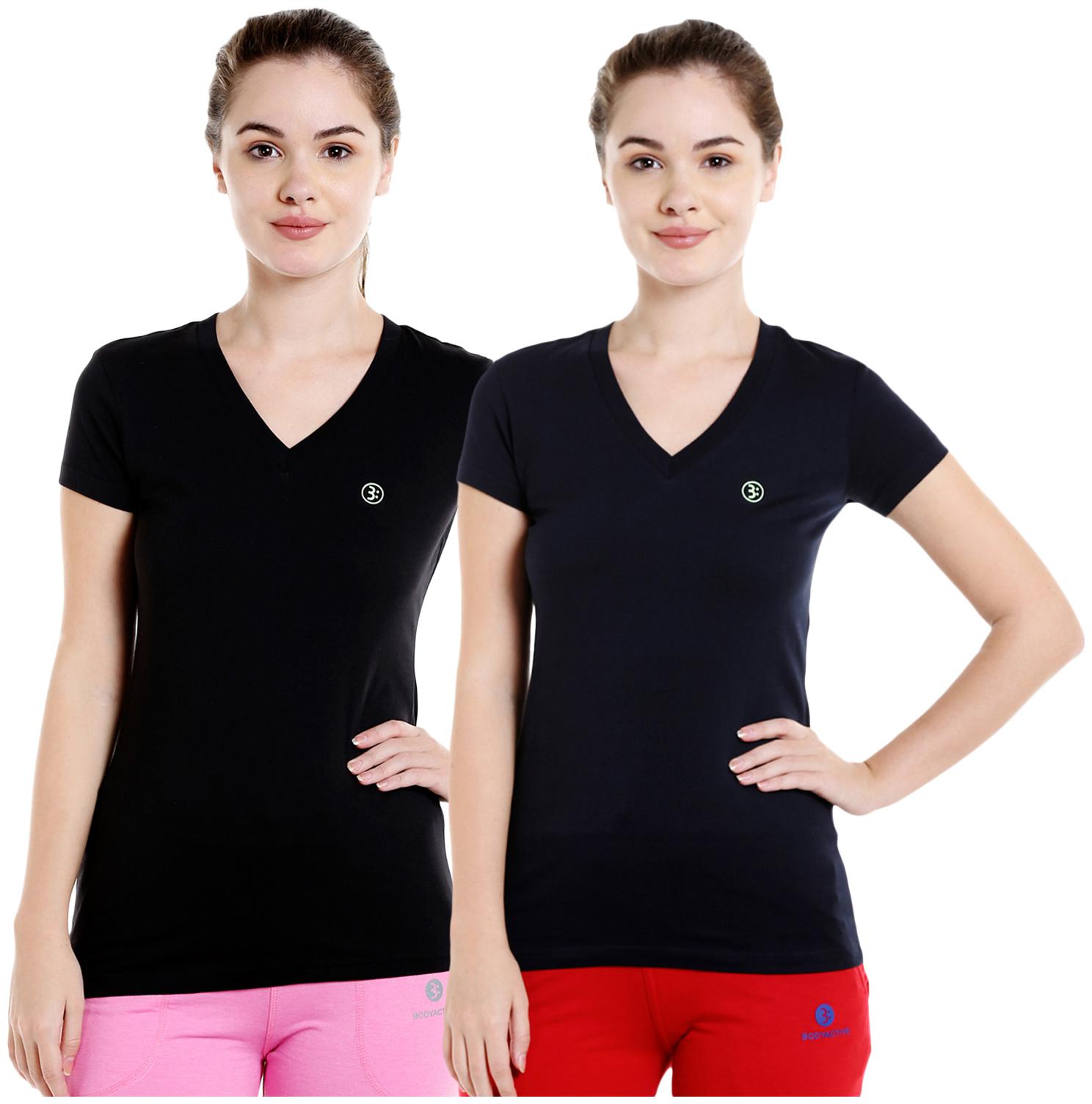 

Bodyactive Women Assorted Regular fit V neck Cotton T shirt