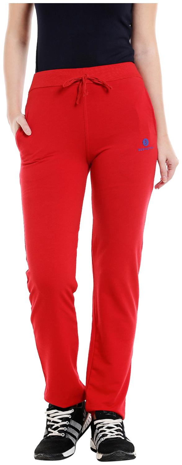

Bodyactive Women Regular fit Cotton Solid Track pants - Red