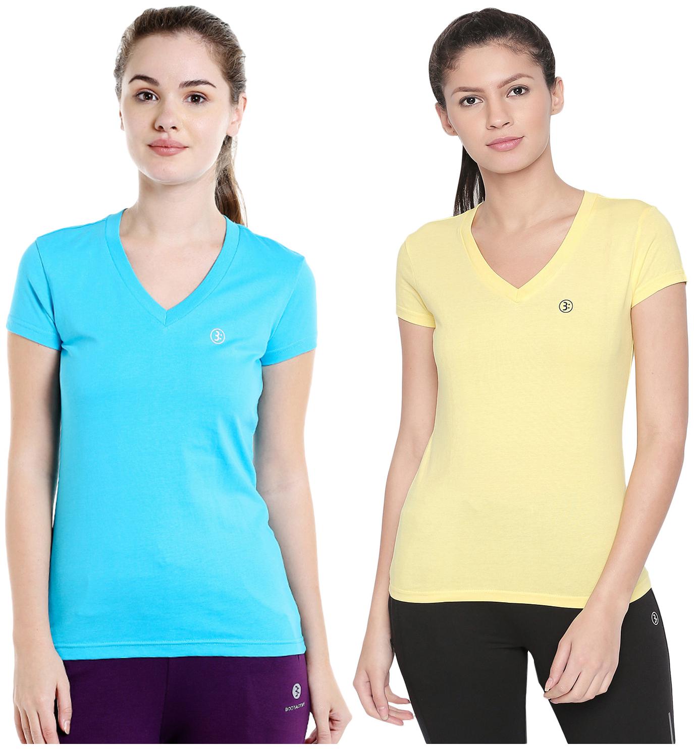 

Bodyactive Women Assorted Regular fit V neck Cotton T shirt
