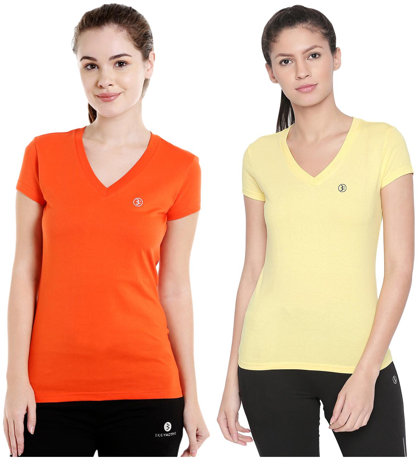 

Bodyactive Women Assorted Regular fit V neck Cotton T shirt