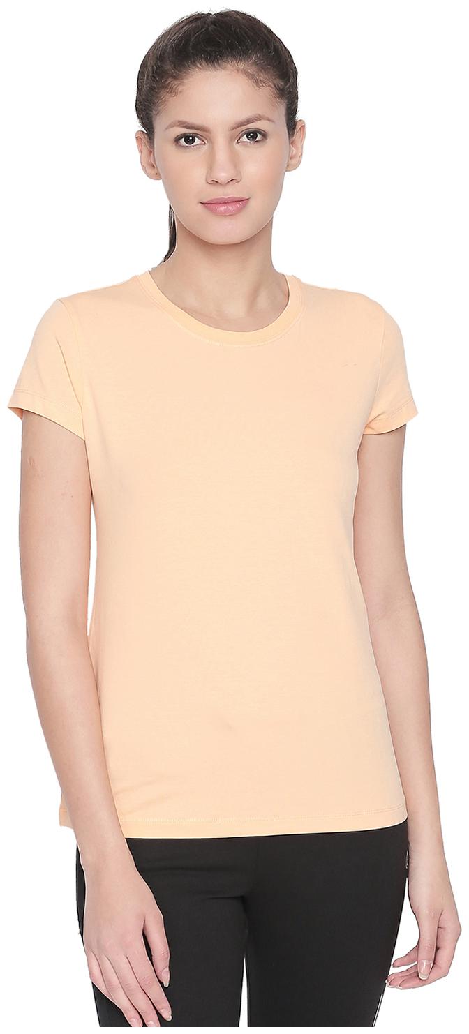 

Bodyactive Women Beige Regular fit Round neck Cotton T shirt