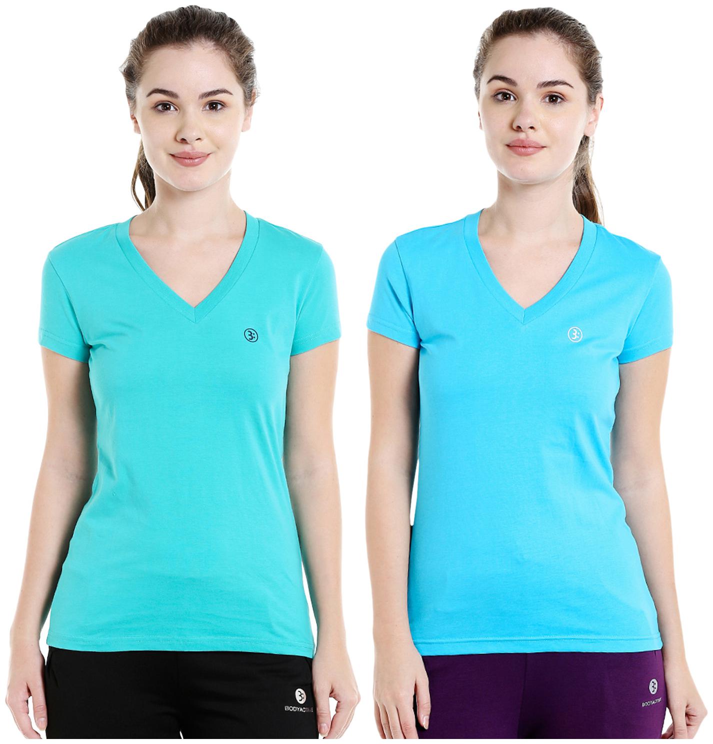 

Bodyactive Women Assorted Regular fit V neck Cotton T shirt
