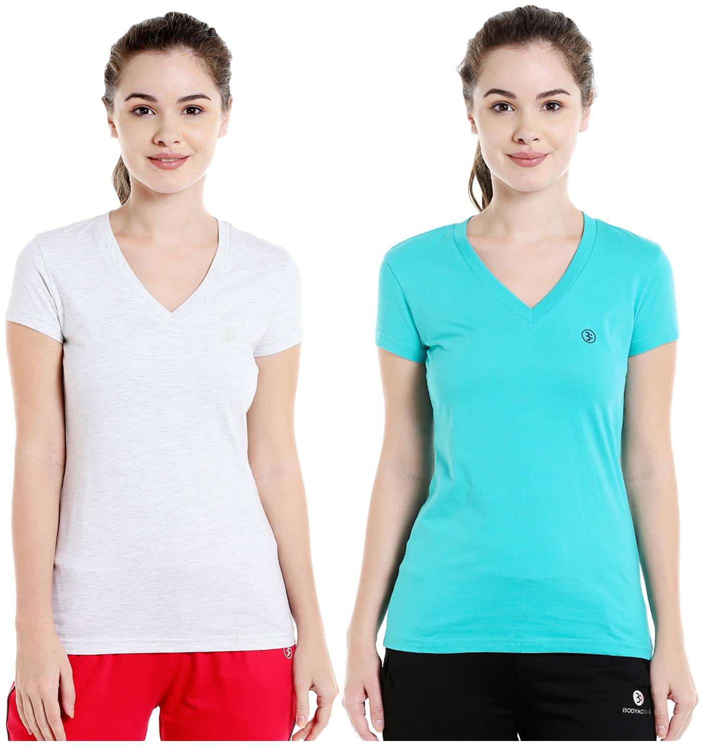 

Bodyactive Women Assorted Regular fit V neck Cotton T shirt