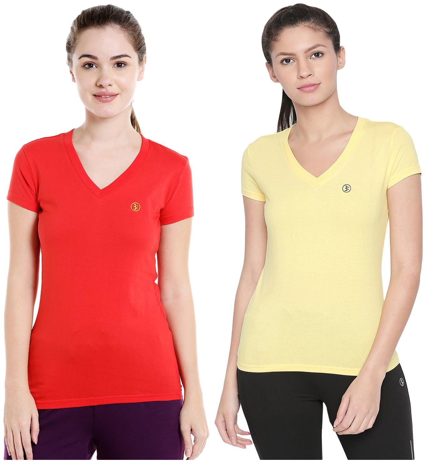 

Bodyactive Women Assorted Regular fit V neck Cotton T shirt