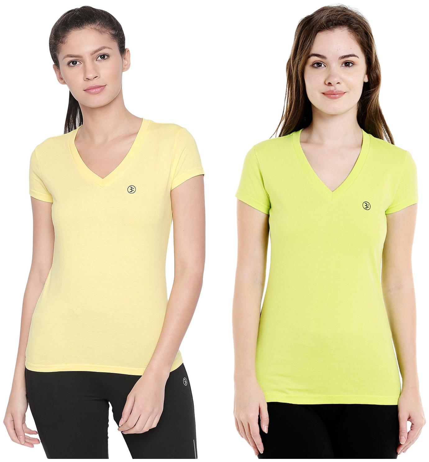 

Bodyactive Women Assorted Regular fit V neck Cotton T shirt