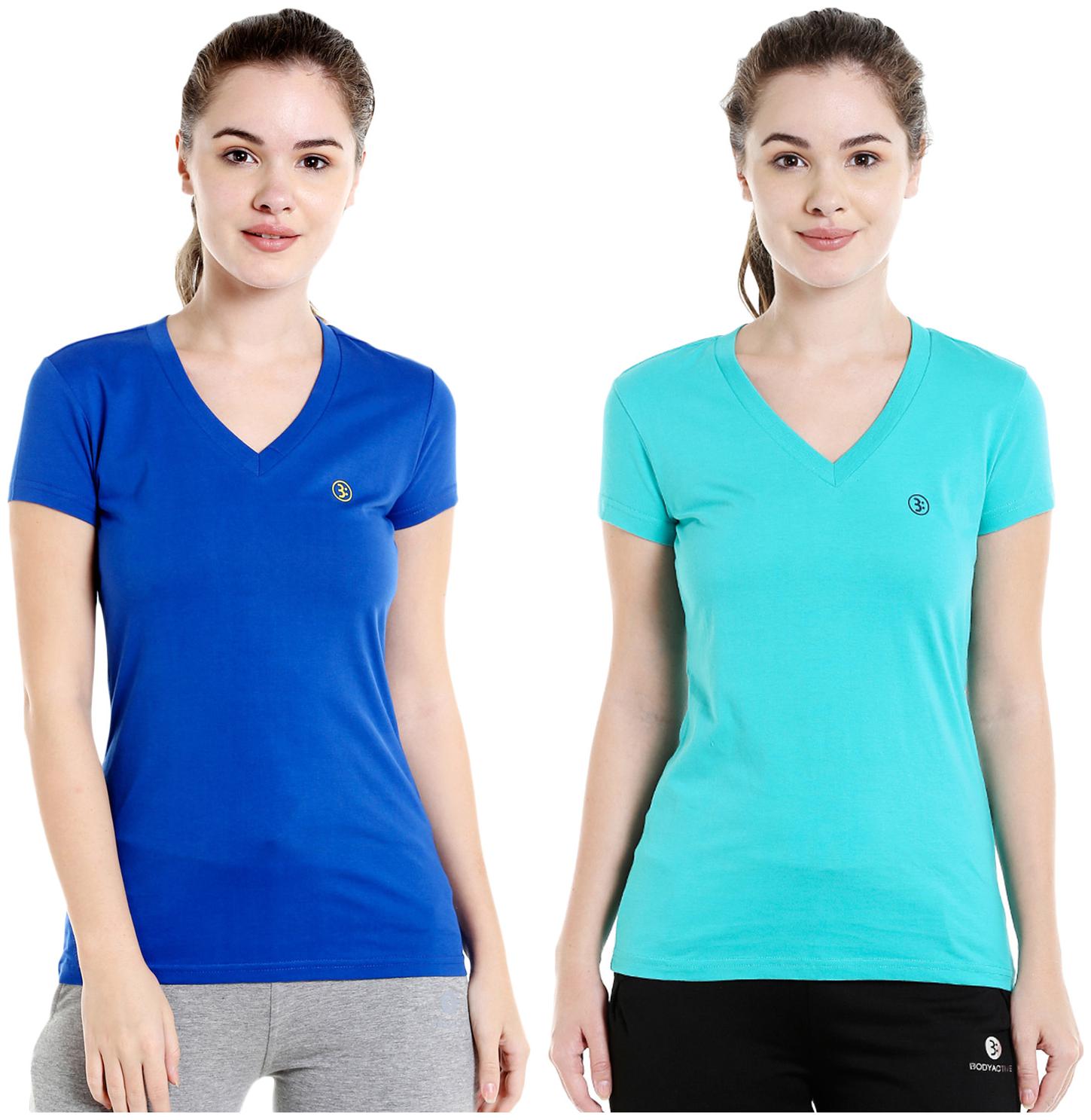 

Bodyactive Women Assorted Regular fit V neck Cotton T shirt