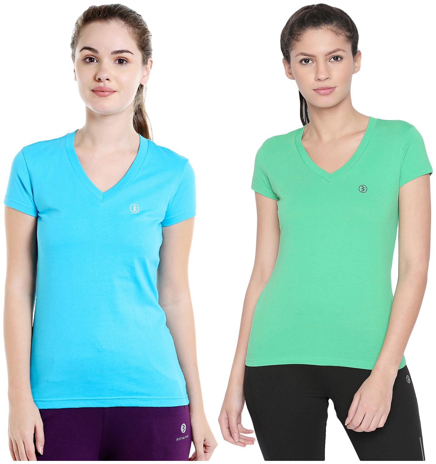 

Bodyactive Women Assorted Regular fit V neck Cotton T shirt