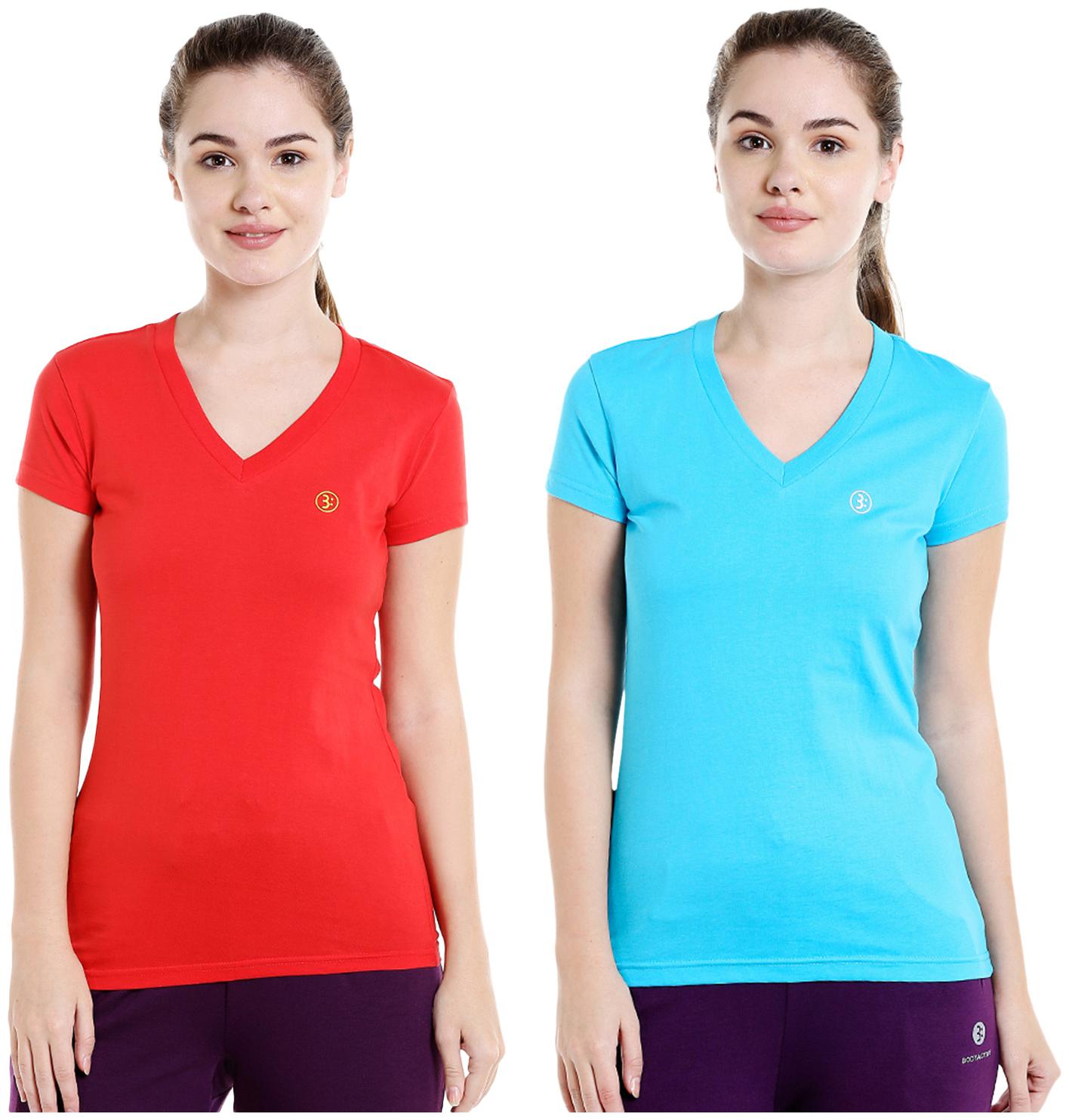 

Bodyactive Women Assorted Regular fit V neck Cotton T shirt
