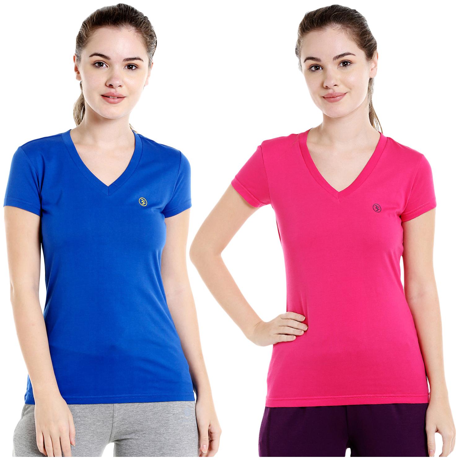 

Bodyactive Women Assorted Regular fit V neck Cotton T shirt