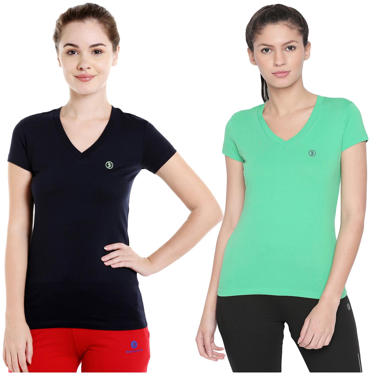 

Bodyactive Women Assorted Regular fit V neck Cotton T shirt