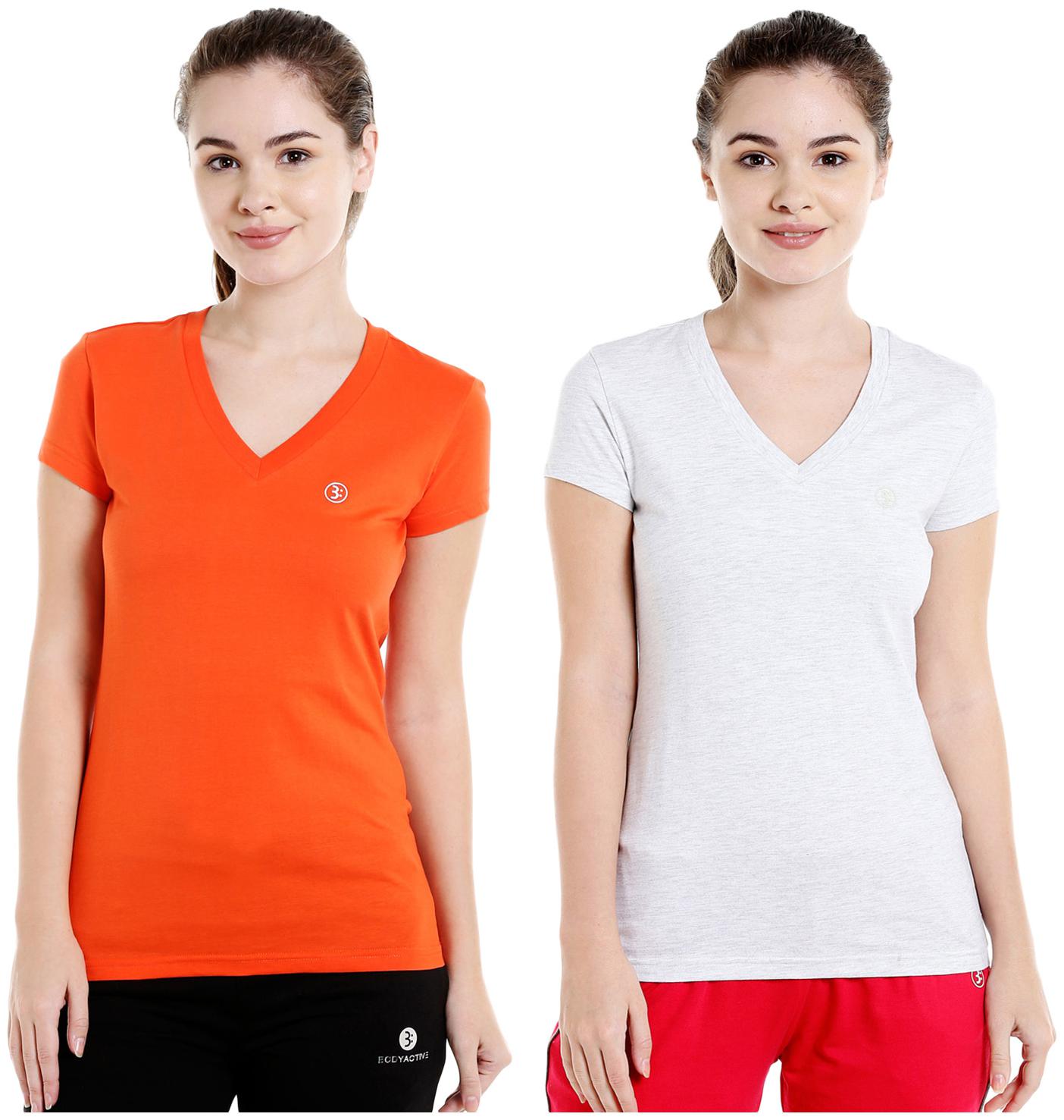

Bodyactive Women Assorted Regular fit V neck Cotton T shirt