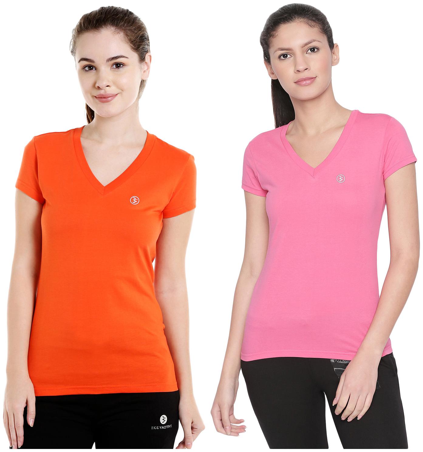 

Bodyactive Women Assorted Regular fit V neck Cotton T shirt