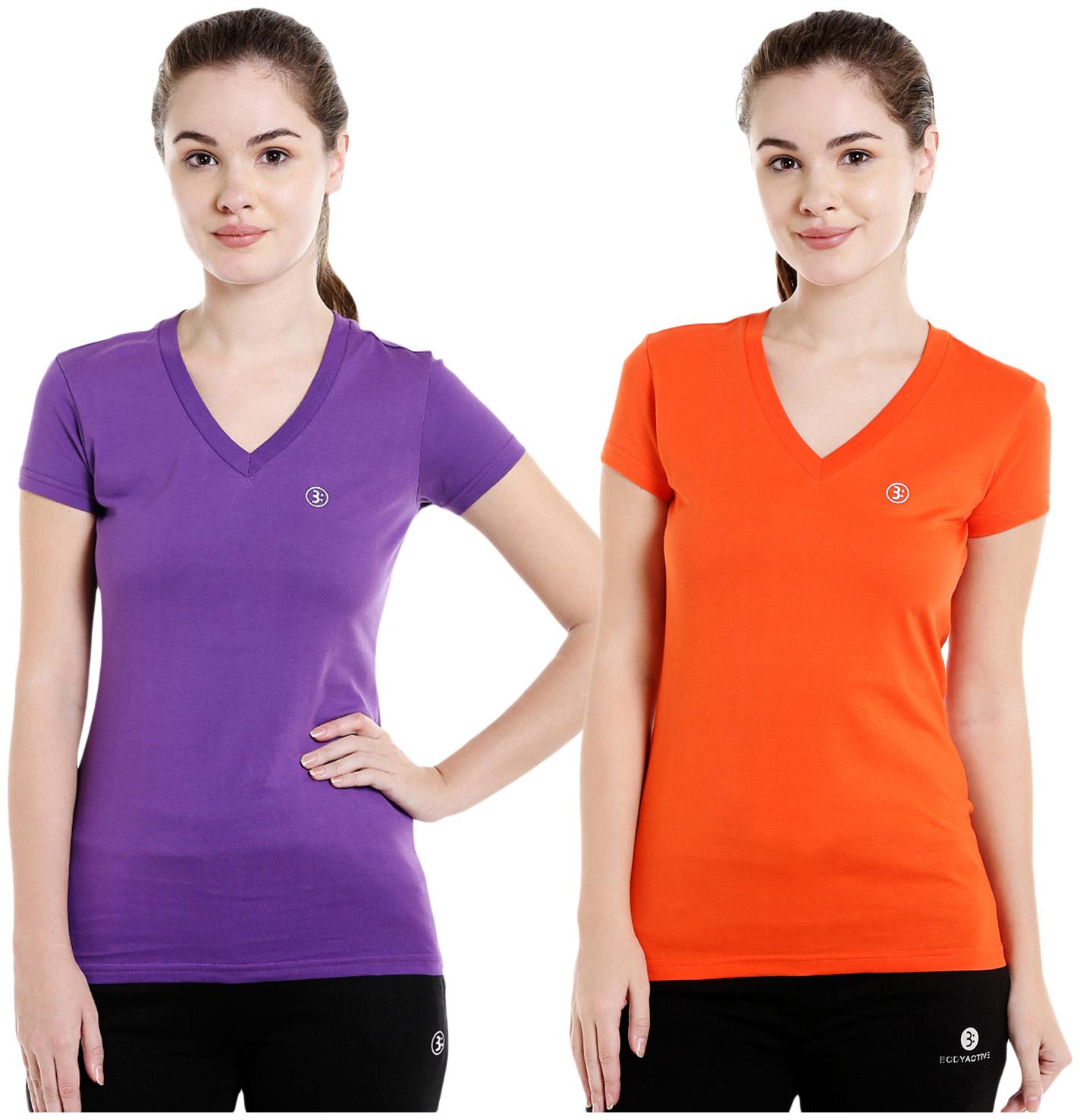 

Bodyactive Women Assorted Regular fit V neck Cotton T shirt