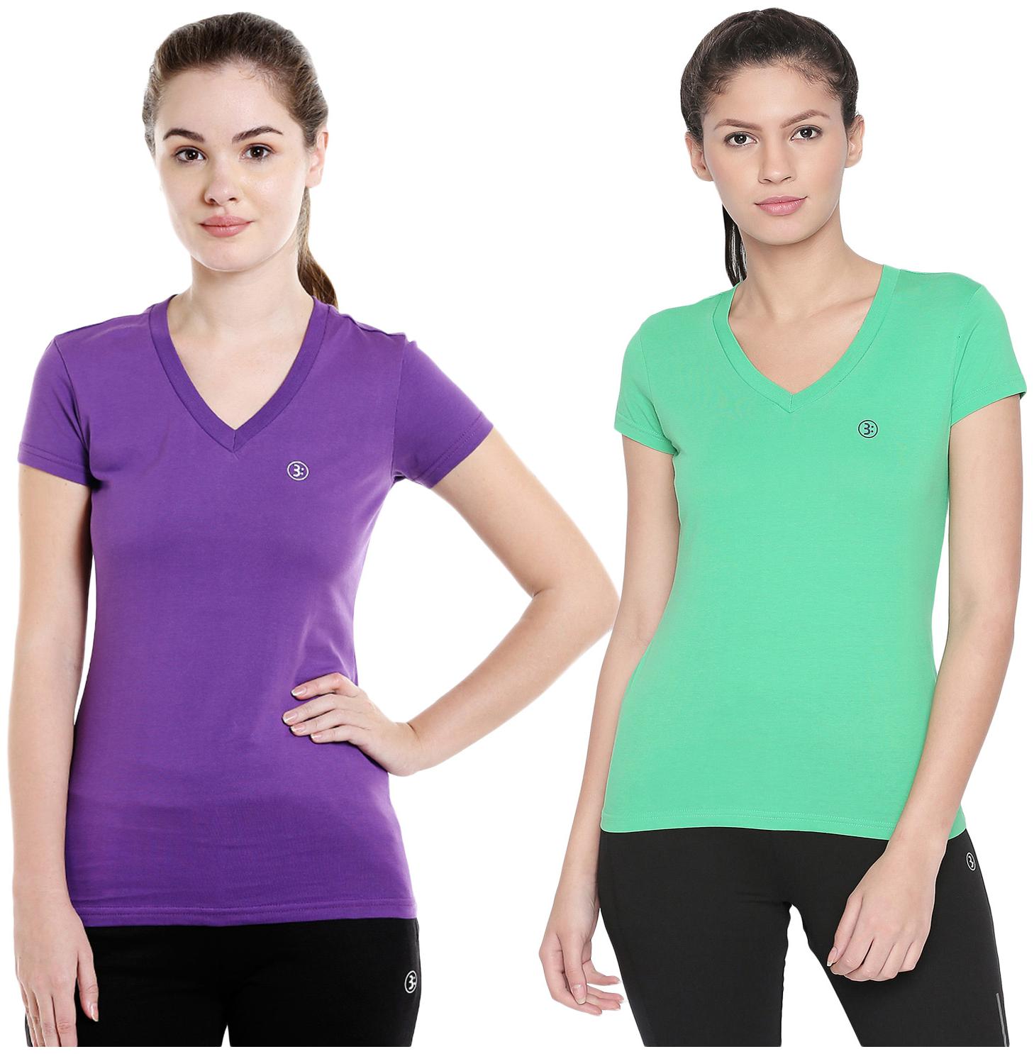 

Bodyactive Women Assorted Regular fit V neck Cotton T shirt