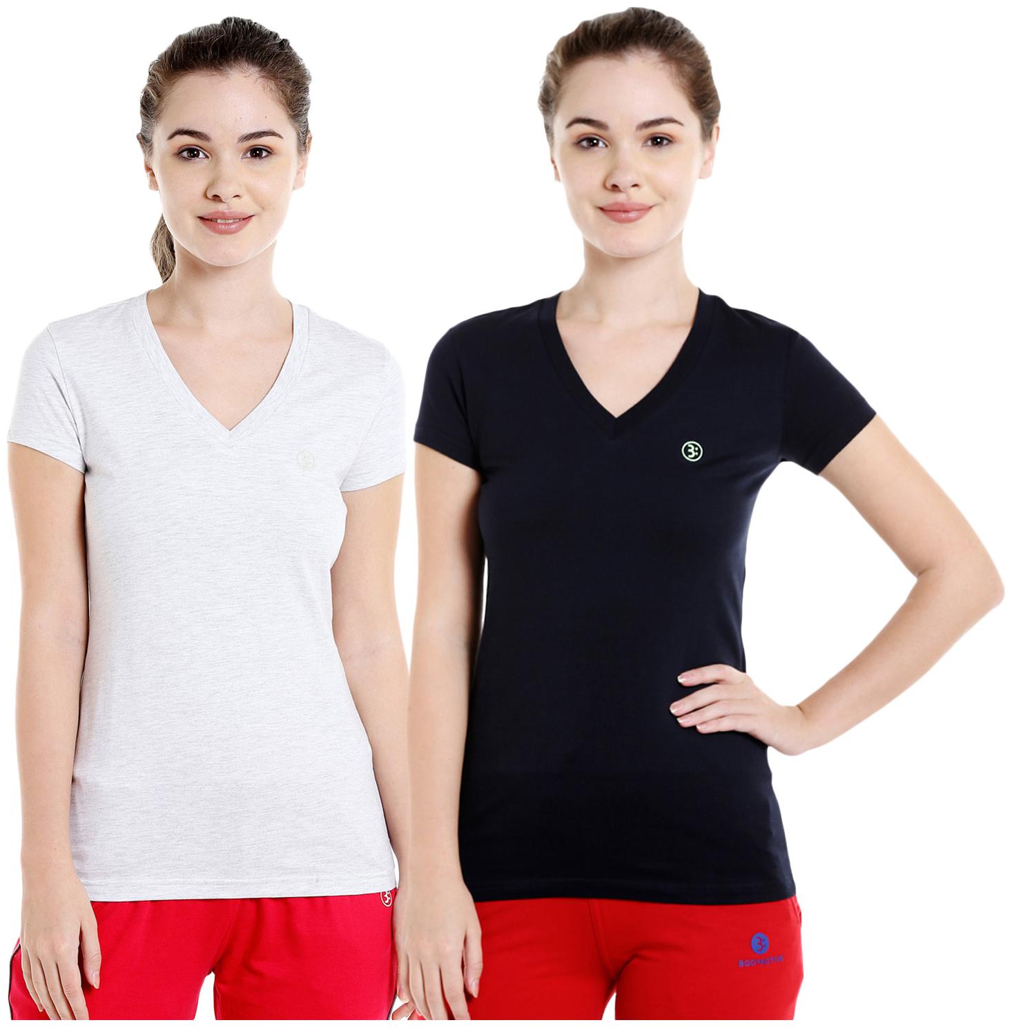 

Bodyactive Women Assorted Regular fit V neck Cotton T shirt