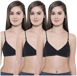 Bodycare Pack of 3 Non Padded Cotton T Shirt Bra - Black