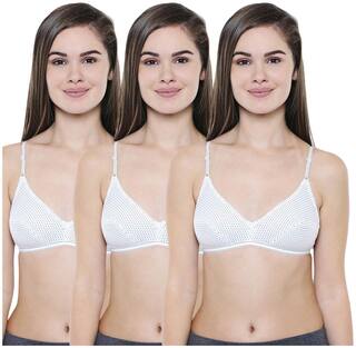 Bodycare Pack of 3 Non Padded Cotton T Shirt Bra - White