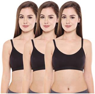 Bodycare Pack of 3 Non Padded Cotton Beginners Bra - Black