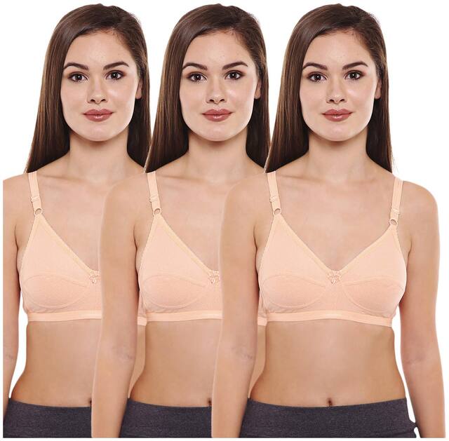 Bodycare Pack of 3 Non Padded Cotton T Shirt Bra - Orange