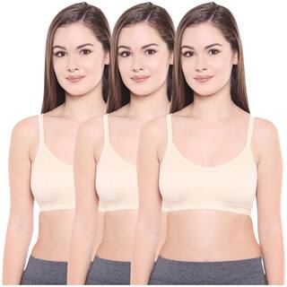 Bodycare Pack of 3 Non Padded Cotton Beginners Bra - Beige